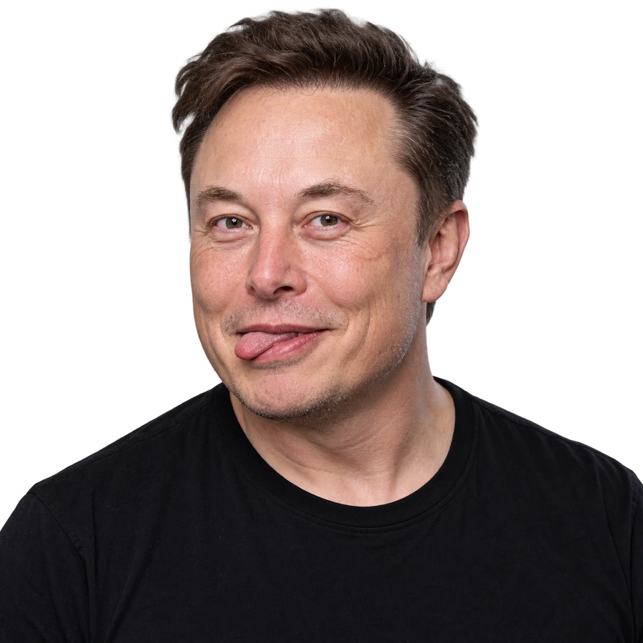AI generated portrait of Naelum Musk sticking his tongue out